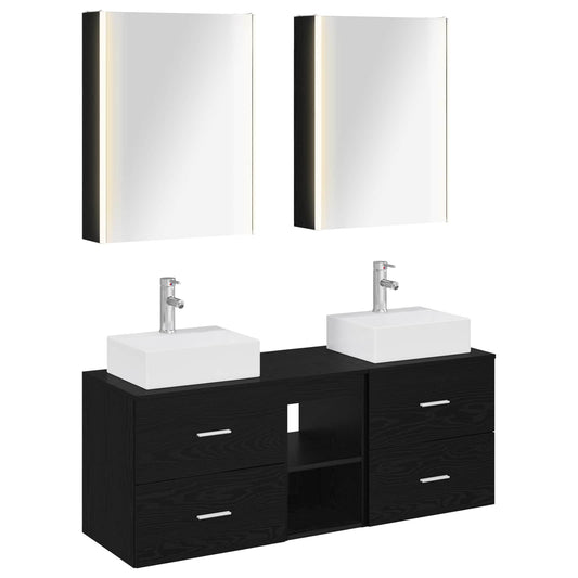 vidaXL Bathroom Furniture Set 5 pcs Black Oak