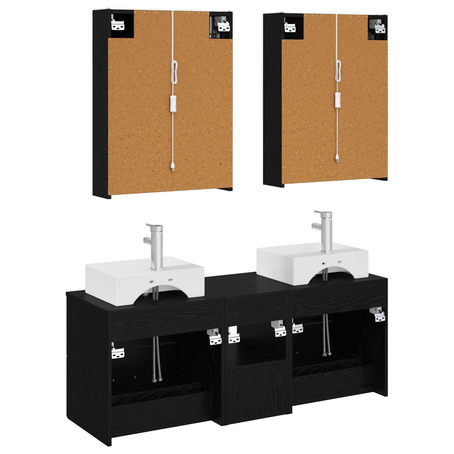 vidaXL Bathroom Furniture Set 5 pcs Black Oak