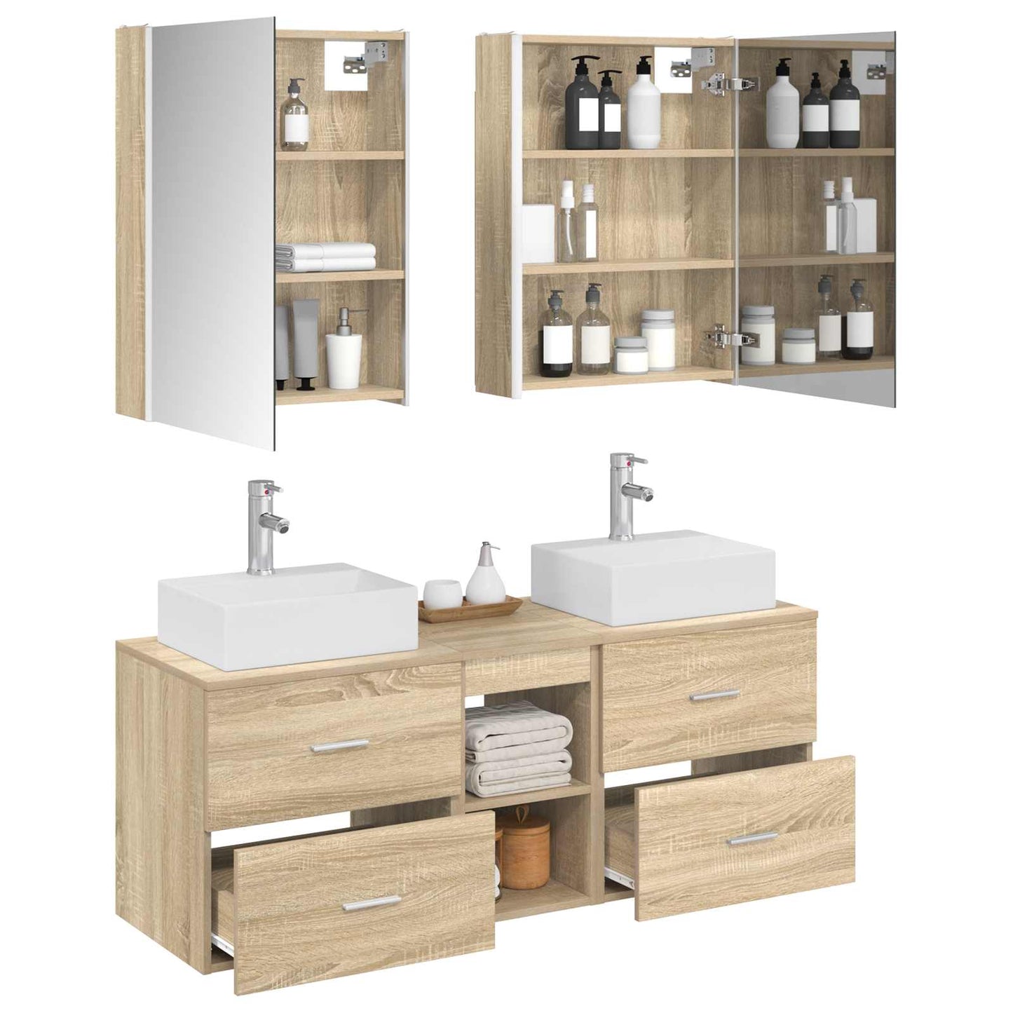 vidaXL Bathroom Furniture Set 5 pcs Sonoma Oak
