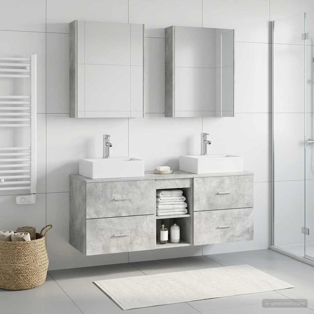vidaXL Bathroom Furniture Set 5 pcs Concrete Grey