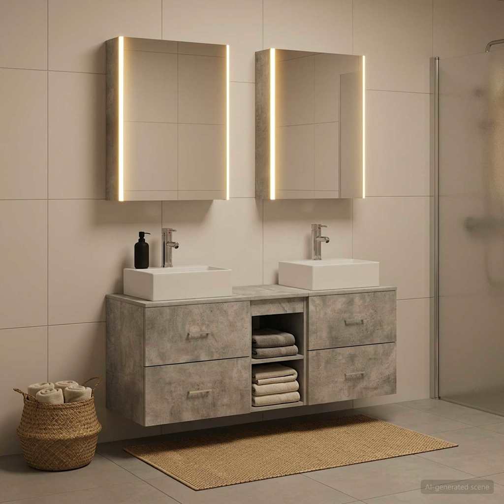 vidaXL Bathroom Furniture Set 5 pcs Concrete Grey