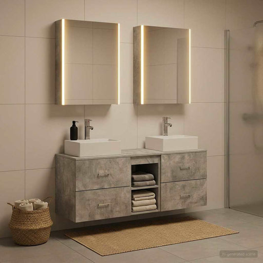 vidaXL Bathroom Furniture Set 5 pcs Concrete Grey