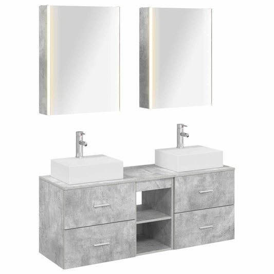 vidaXL Bathroom Furniture Set 5 pcs Concrete Grey