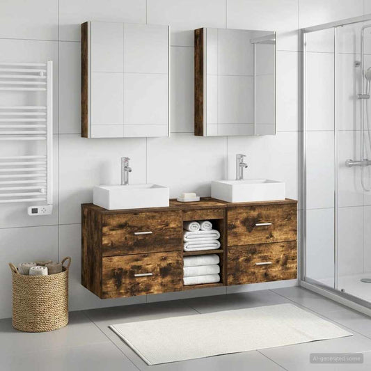 vidaXL Bathroom Furniture Set 5 pcs Smoked Oak