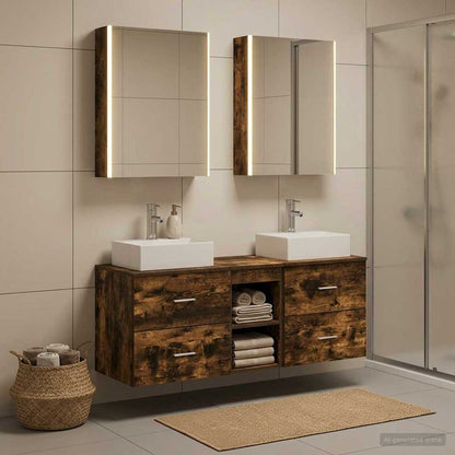 vidaXL Bathroom Furniture Set 5 pcs Smoked Oak