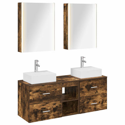 vidaXL Bathroom Furniture Set 5 pcs Smoked Oak