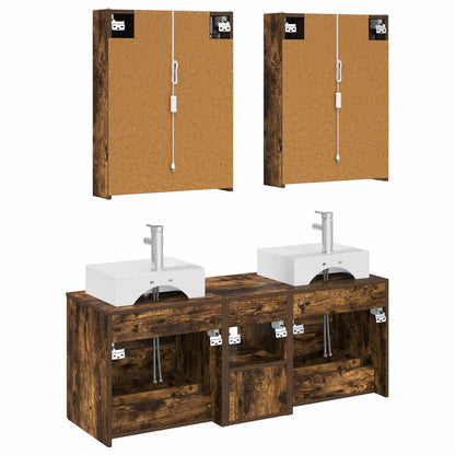 vidaXL Bathroom Furniture Set 5 pcs Smoked Oak