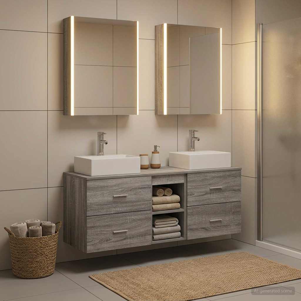 vidaXL Bathroom Furniture Set 5 pcs Grey Sonoma
