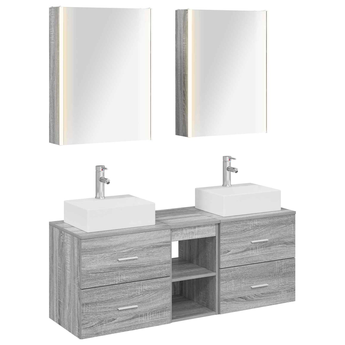 vidaXL Bathroom Furniture Set 5 pcs Grey Sonoma