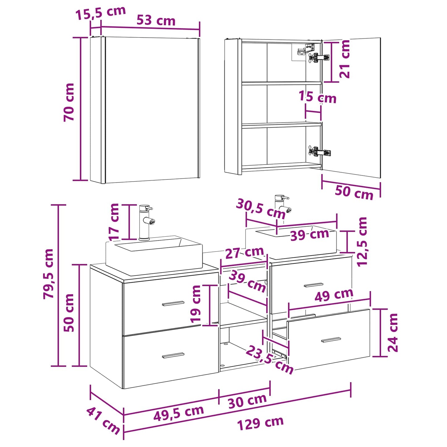 vidaXL Bathroom Furniture Set 5 pcs Artisan Oak