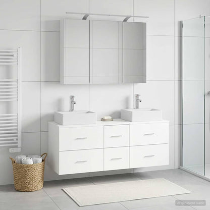 vidaXL Bathroom Furniture Set 4 pcs White Engineered Wood and Glass