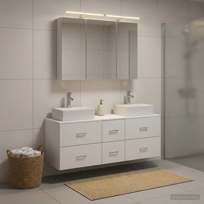 vidaXL Bathroom Furniture Set 4 pcs White Engineered Wood and Glass