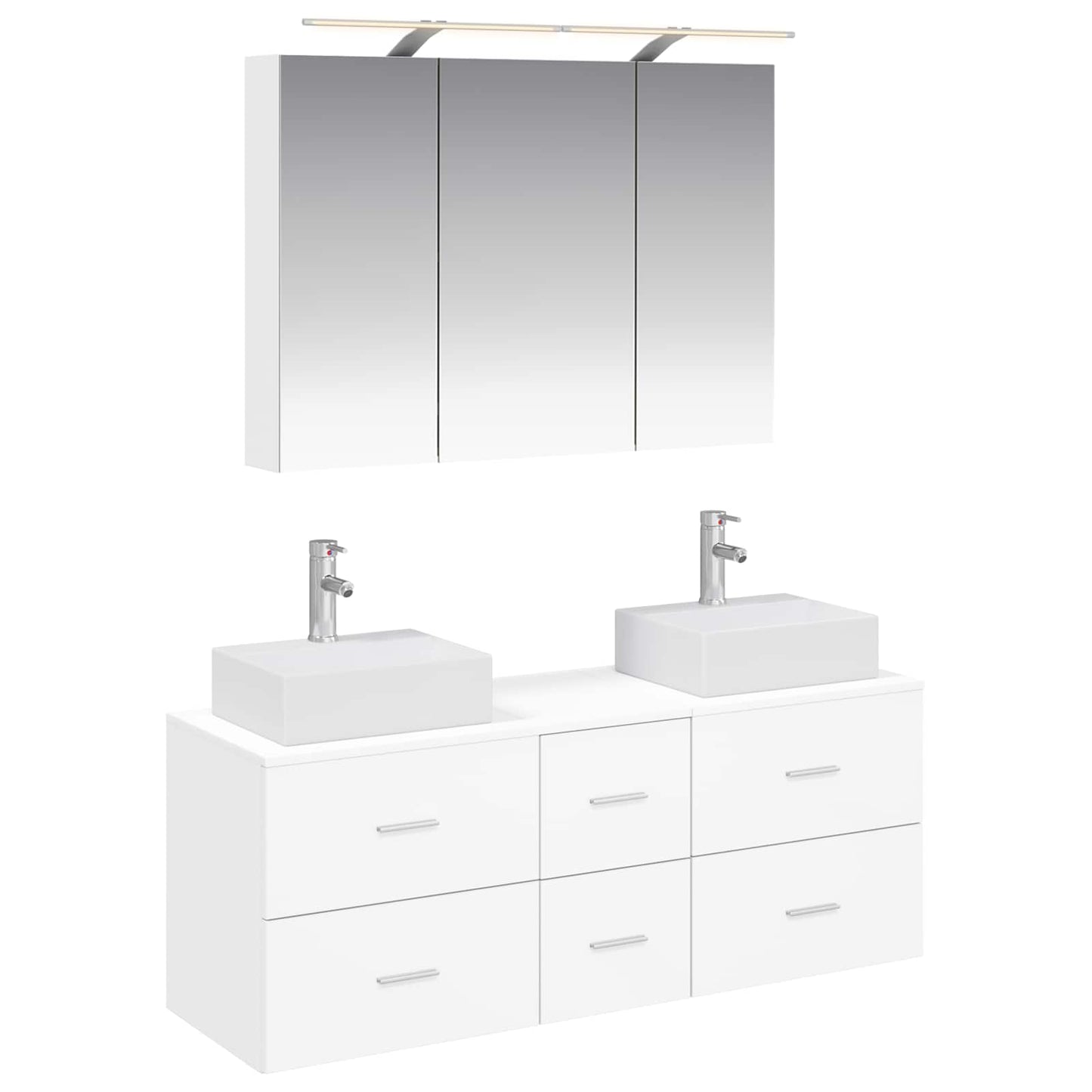 vidaXL Bathroom Furniture Set 4 pcs White Engineered Wood and Glass