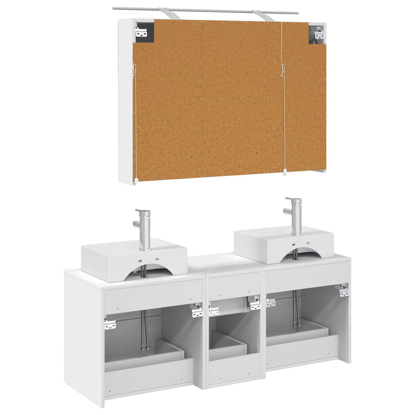 vidaXL Bathroom Furniture Set 4 pcs White Engineered Wood and Glass