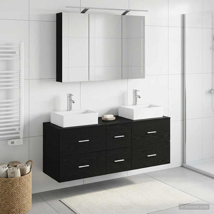 vidaXL Bathroom Furniture Set 4 pcs Black Oak