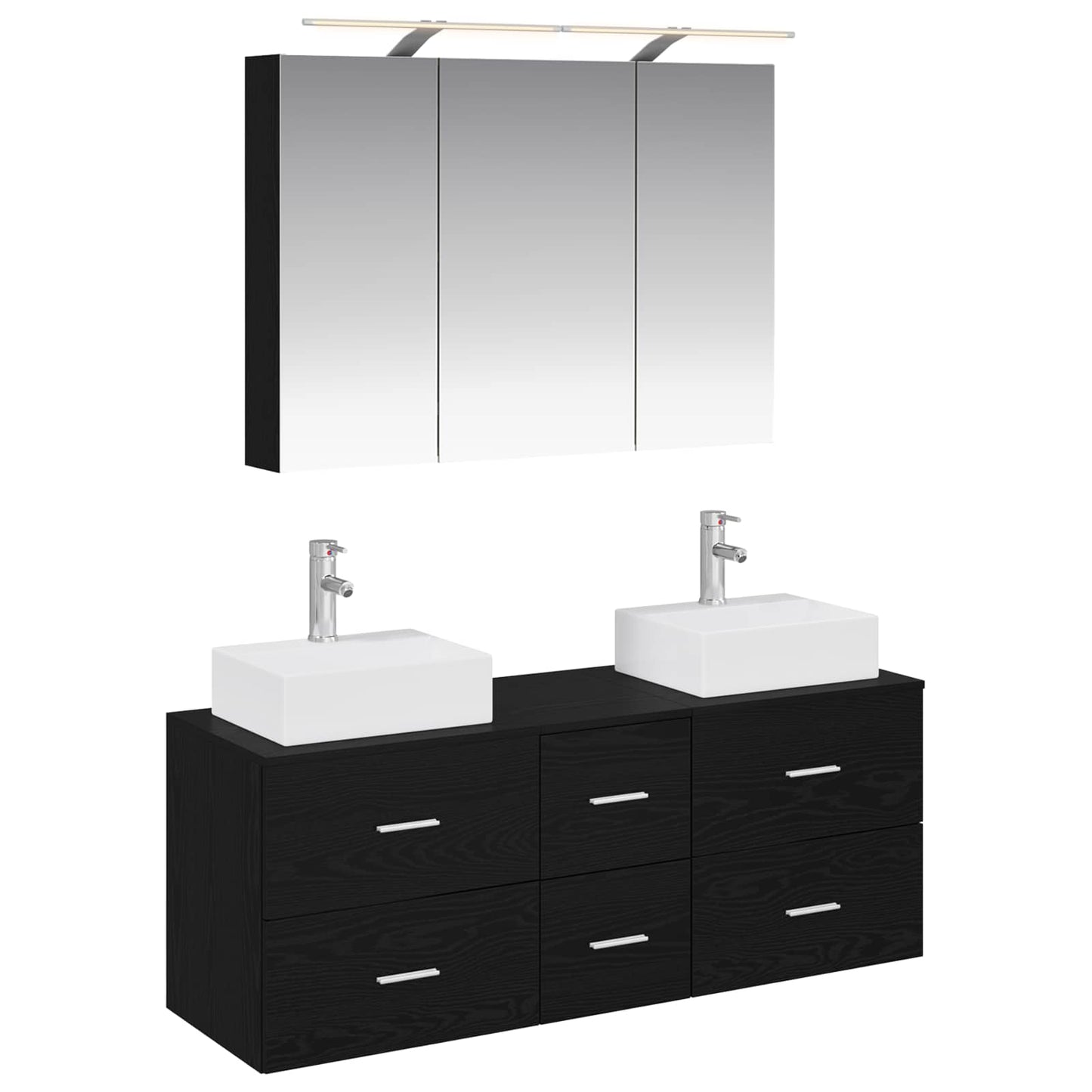 vidaXL Bathroom Furniture Set 4 pcs Black Oak