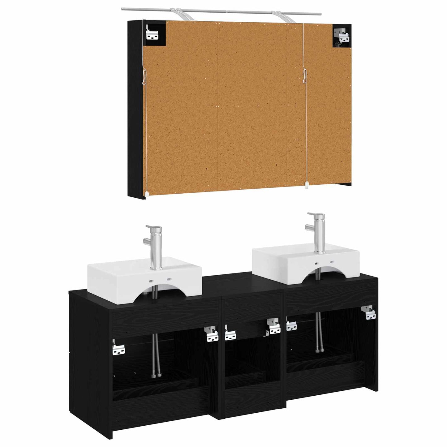 vidaXL Bathroom Furniture Set 4 pcs Black Oak