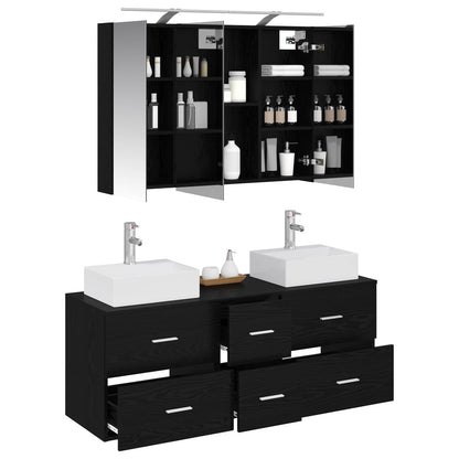 vidaXL Bathroom Furniture Set 4 pcs Black Oak