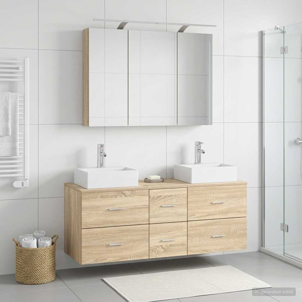 vidaXL Bathroom Furniture Set 4 pcs Sonoma Oak