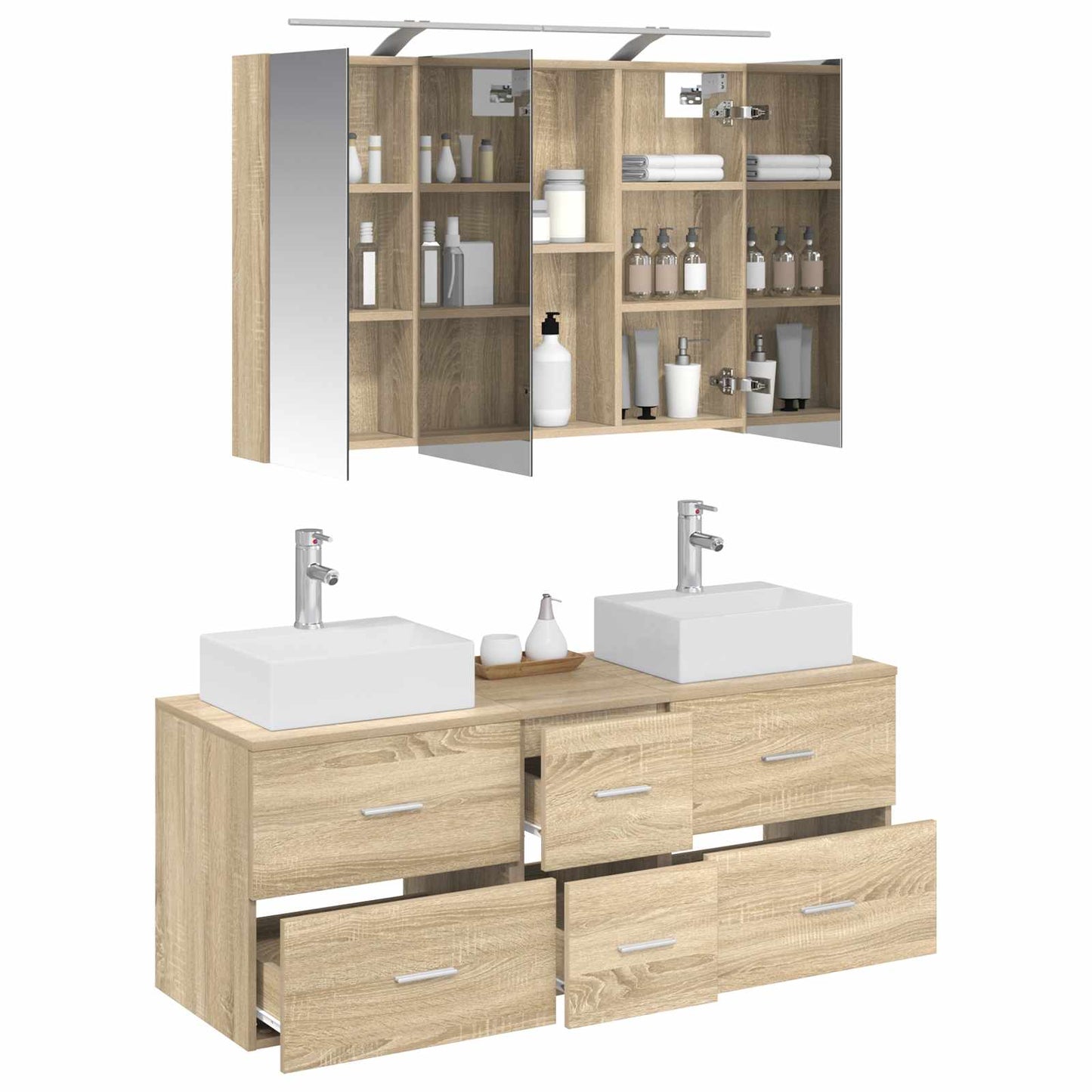 vidaXL Bathroom Furniture Set 4 pcs Sonoma Oak