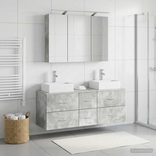 vidaXL Bathroom Furniture Set 4 pcs Concrete Grey