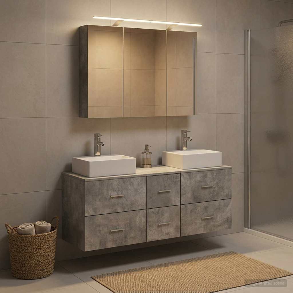 vidaXL Bathroom Furniture Set 4 pcs Concrete Grey