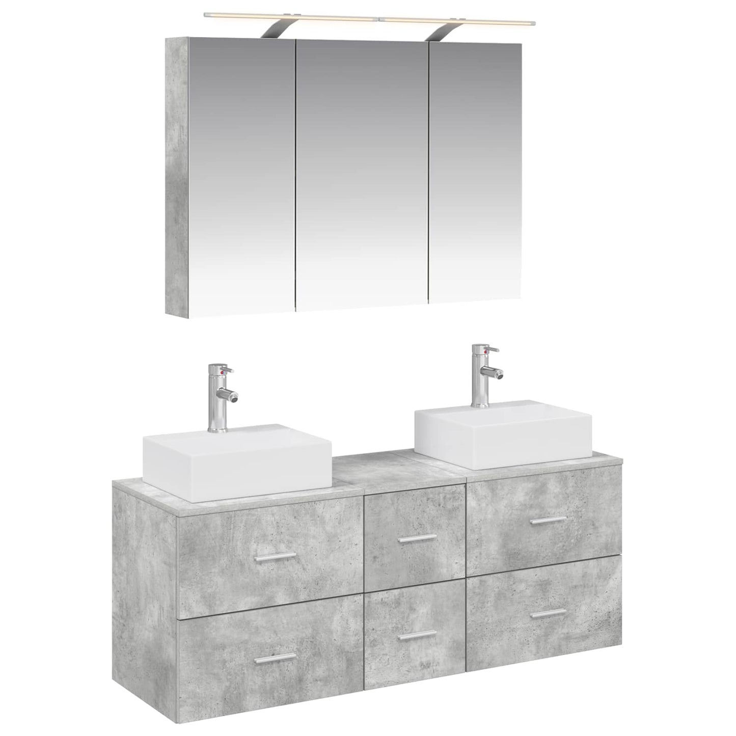 vidaXL Bathroom Furniture Set 4 pcs Concrete Grey