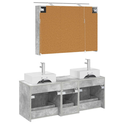 vidaXL Bathroom Furniture Set 4 pcs Concrete Grey