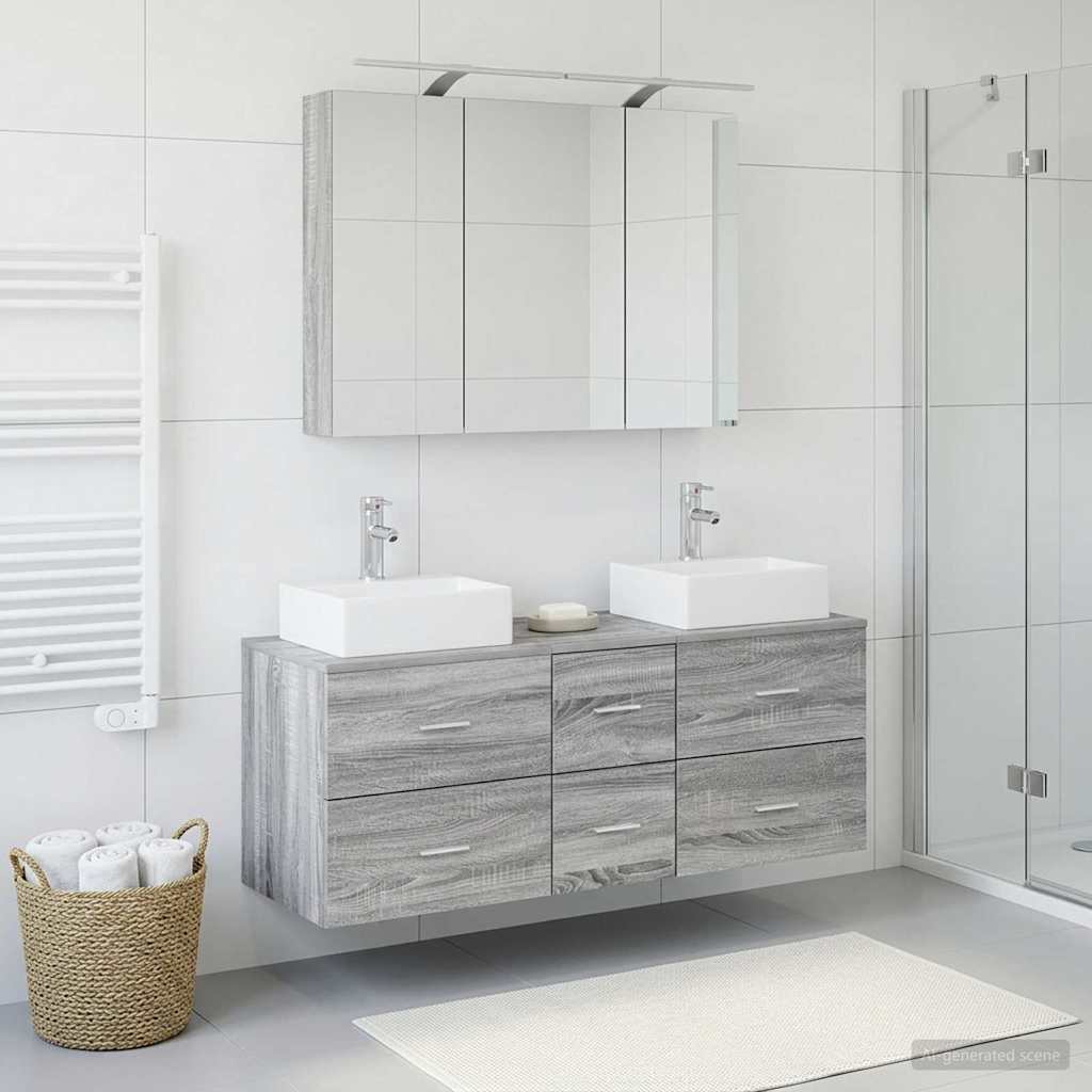 vidaXL Bathroom Furniture Set 4 pcs Grey Sonoma
