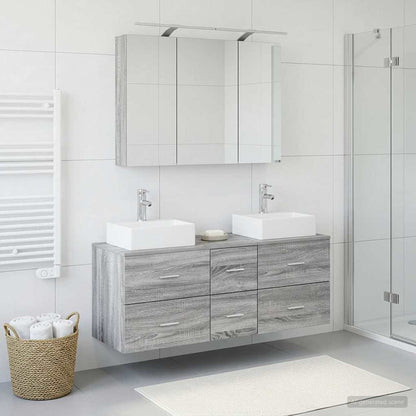 vidaXL Bathroom Furniture Set 4 pcs Grey Sonoma