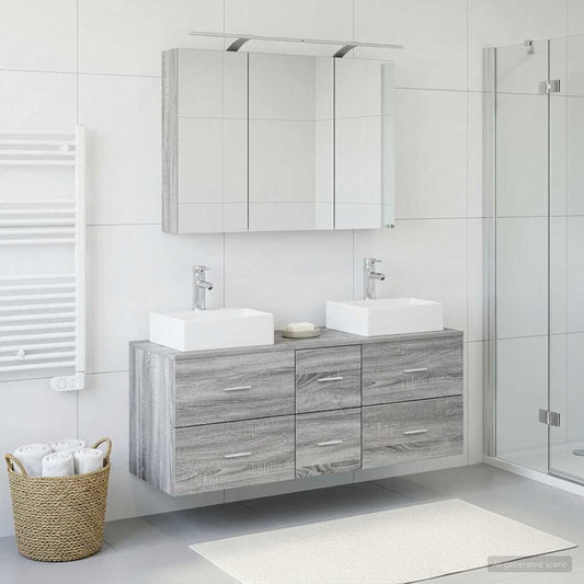 vidaXL Bathroom Furniture Set 4 pcs Grey Sonoma