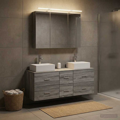 vidaXL Bathroom Furniture Set 4 pcs Grey Sonoma