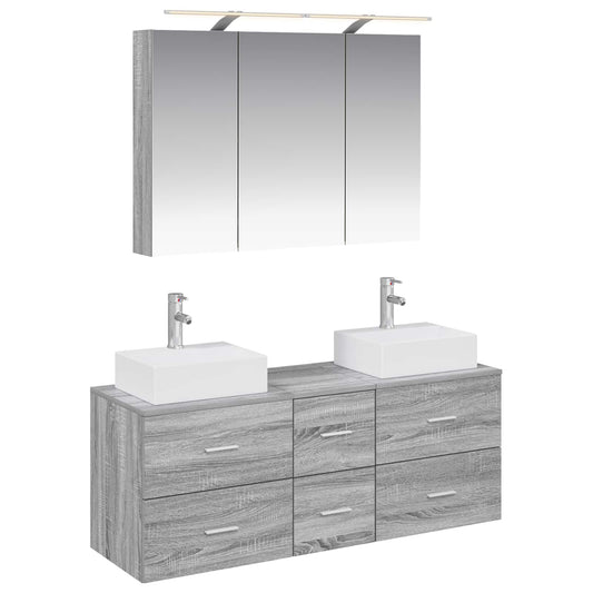 vidaXL Bathroom Furniture Set 4 pcs Grey Sonoma