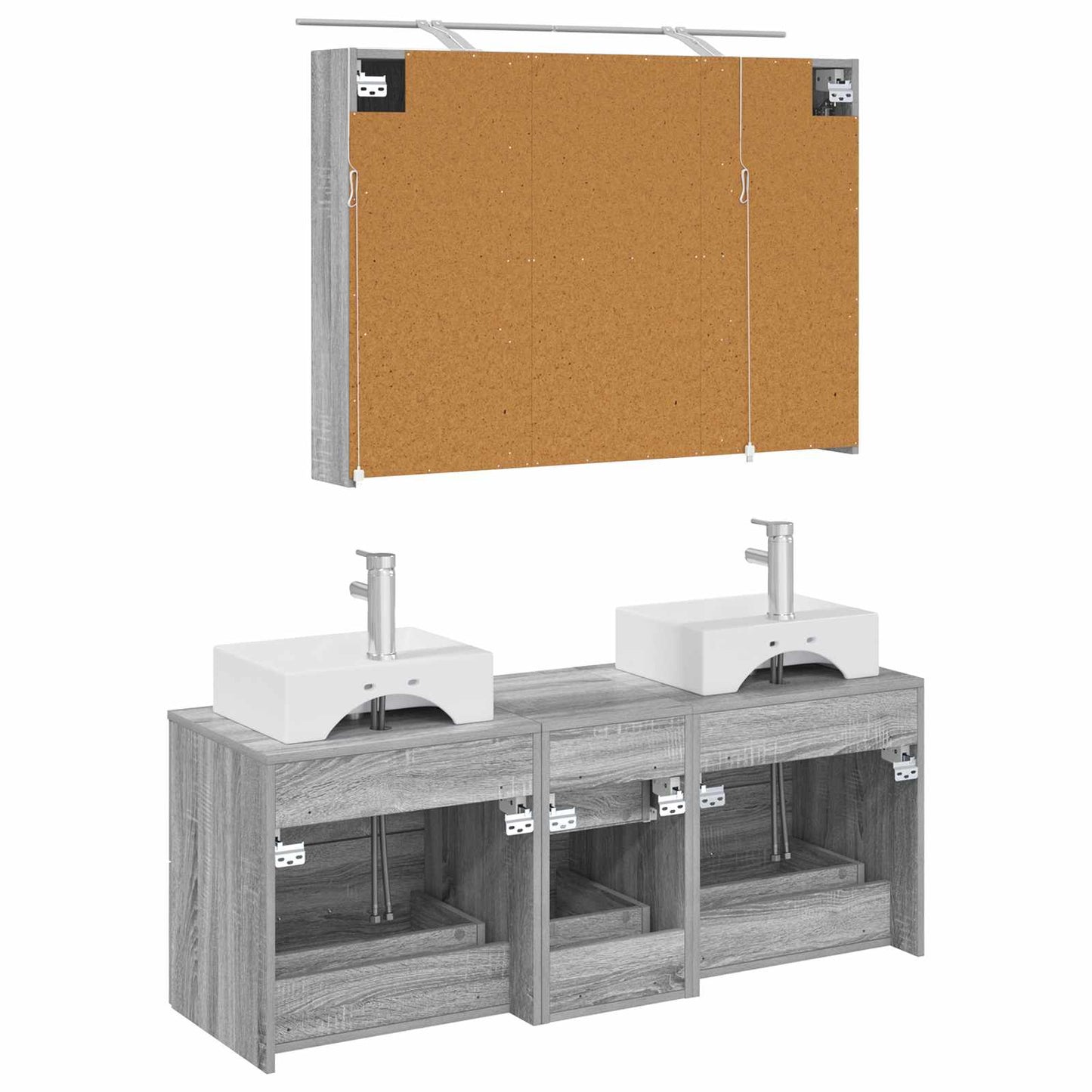 vidaXL Bathroom Furniture Set 4 pcs Grey Sonoma