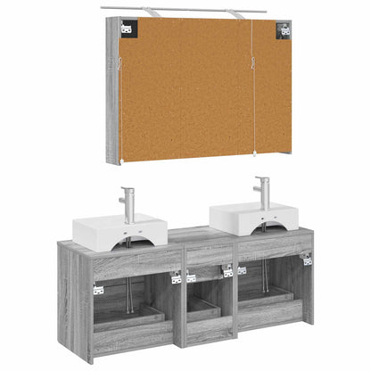 vidaXL Bathroom Furniture Set 4 pcs Grey Sonoma