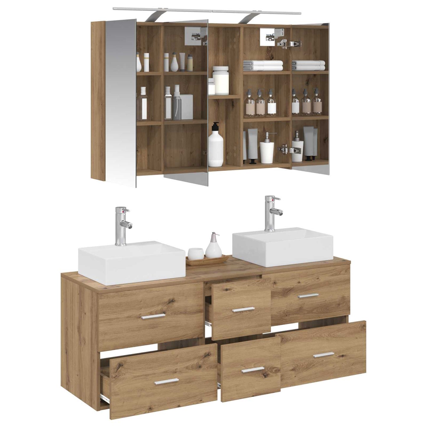 vidaXL Bathroom Furniture Set 4 pcs Artisan Oak
