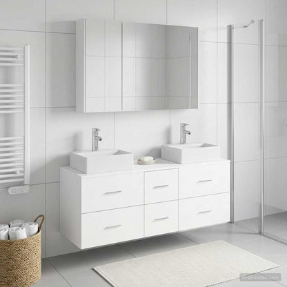 vidaXL Bathroom Furniture Set 4 pcs White Engineered Wood and Glass