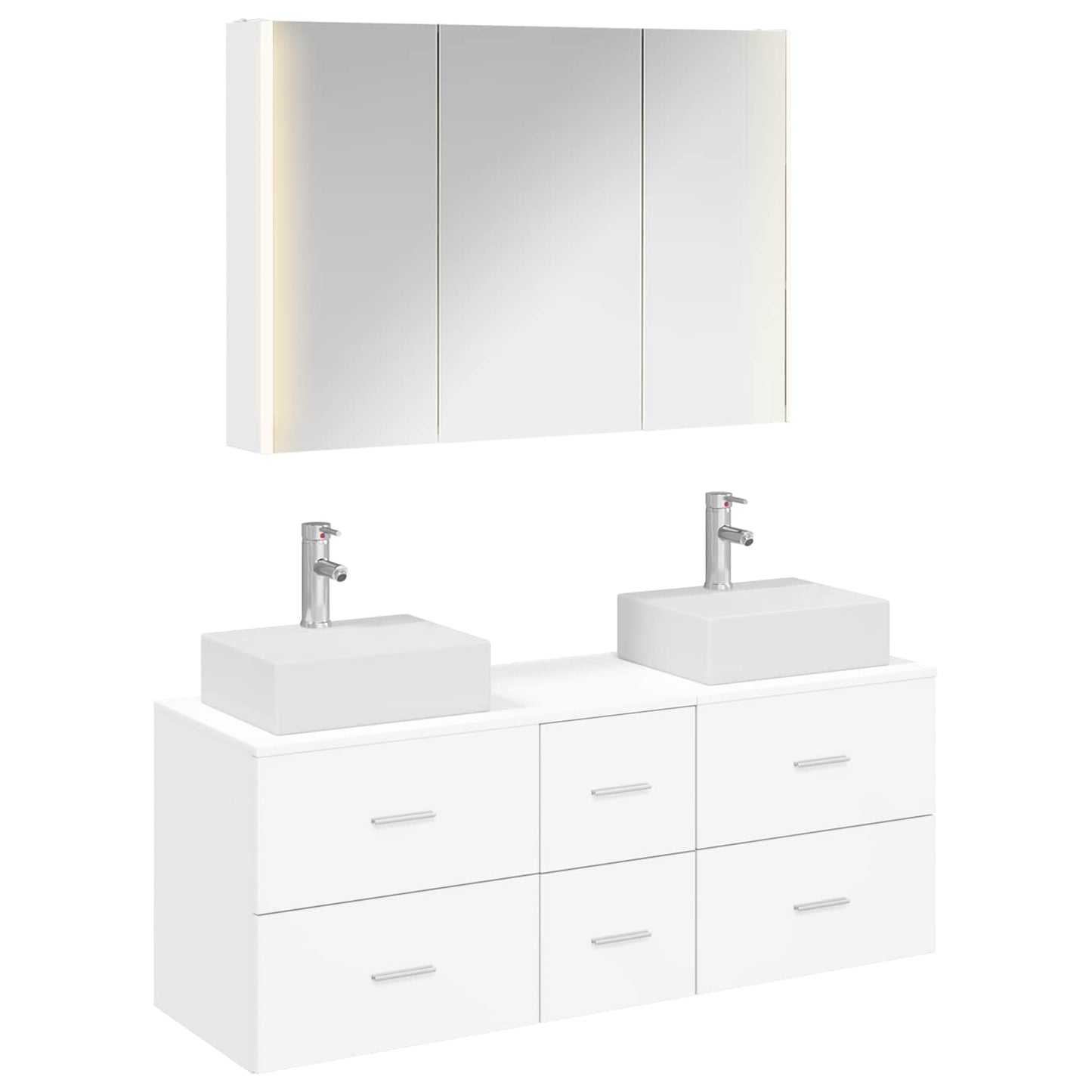 vidaXL Bathroom Furniture Set 4 pcs White Engineered Wood and Glass