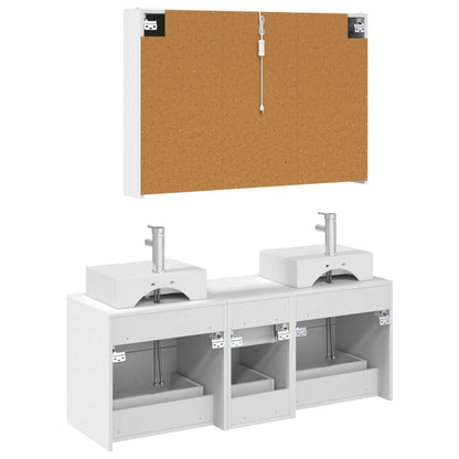 vidaXL Bathroom Furniture Set 4 pcs White Engineered Wood and Glass