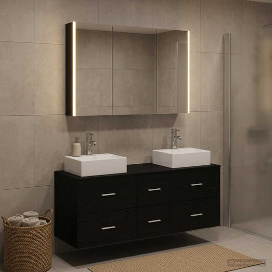 vidaXL Bathroom Furniture Set 4 pcs Black Oak