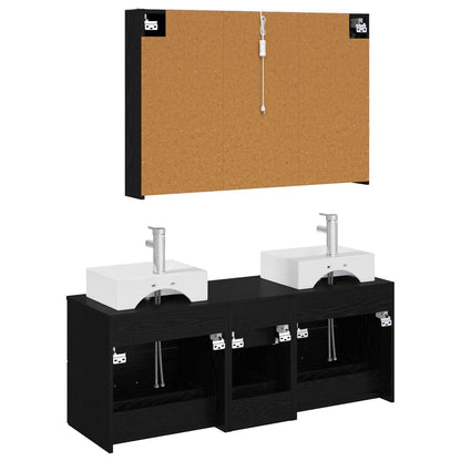 vidaXL Bathroom Furniture Set 4 pcs Black Oak