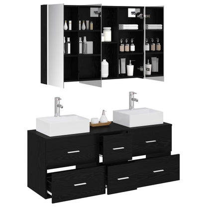 vidaXL Bathroom Furniture Set 4 pcs Black Oak