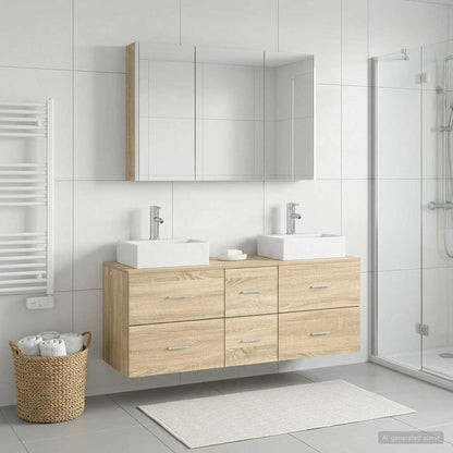 vidaXL Bathroom Furniture Set 4 pcs Sonoma Oak