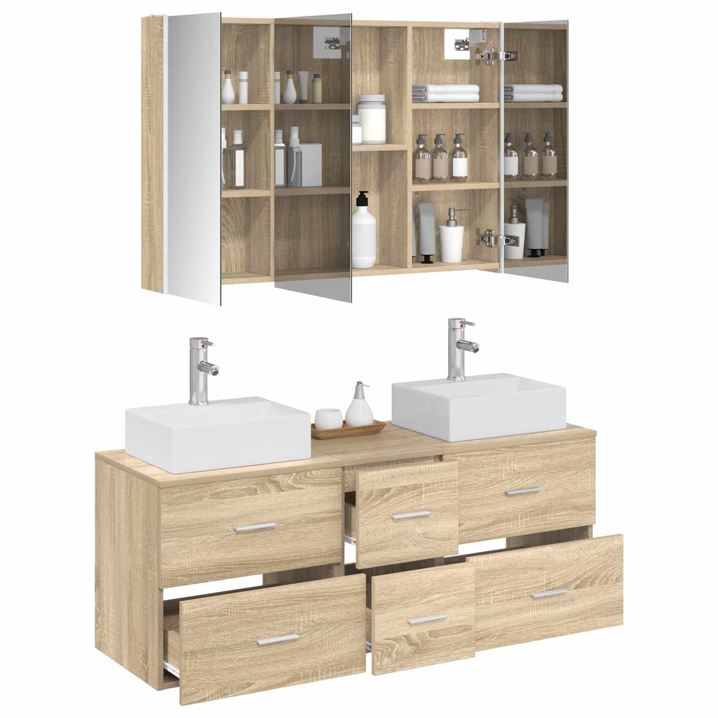 vidaXL Bathroom Furniture Set 4 pcs Sonoma Oak