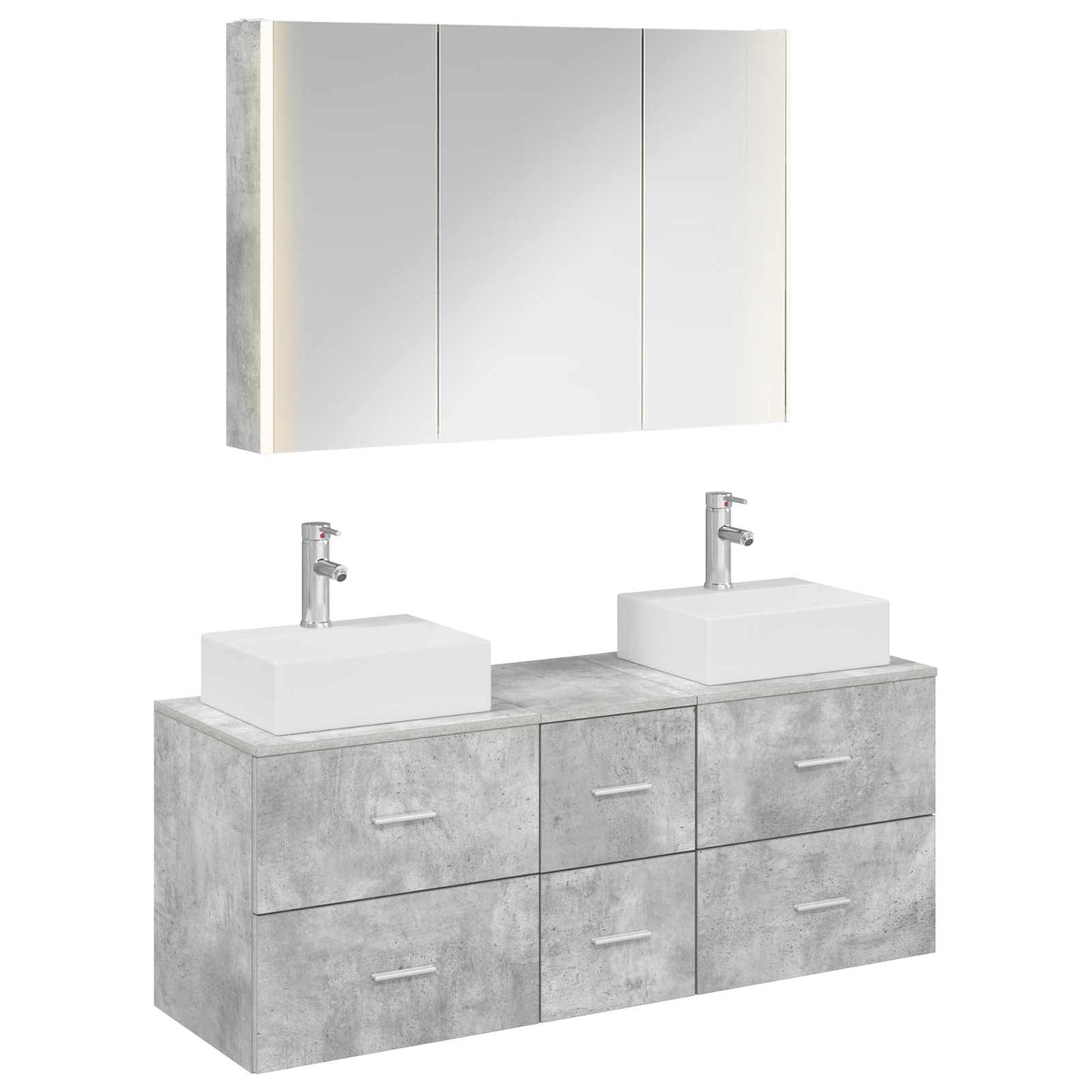 vidaXL Bathroom Furniture Set 4 pcs Concrete Grey