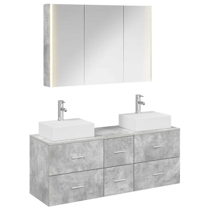 vidaXL Bathroom Furniture Set 4 pcs Concrete Grey