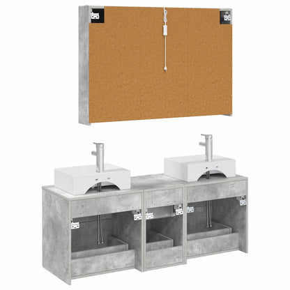 vidaXL Bathroom Furniture Set 4 pcs Concrete Grey