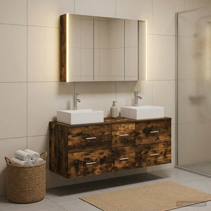 vidaXL Bathroom Furniture Set 4 pcs Smoked Oak
