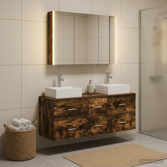 vidaXL Bathroom Furniture Set 4 pcs Smoked Oak