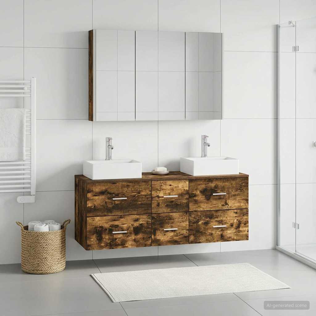 vidaXL Bathroom Furniture Set 4 pcs Smoked Oak